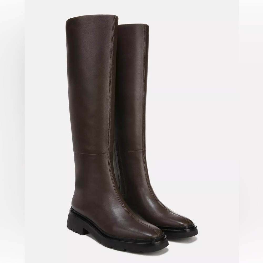 Vince Rune Slouch Soft Leather Knee High Boots in Clove